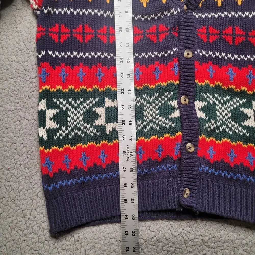 Vintage GAP Cardigan Sweater Kids XL Fair Isle Geometric Holiday Colorful Chunky